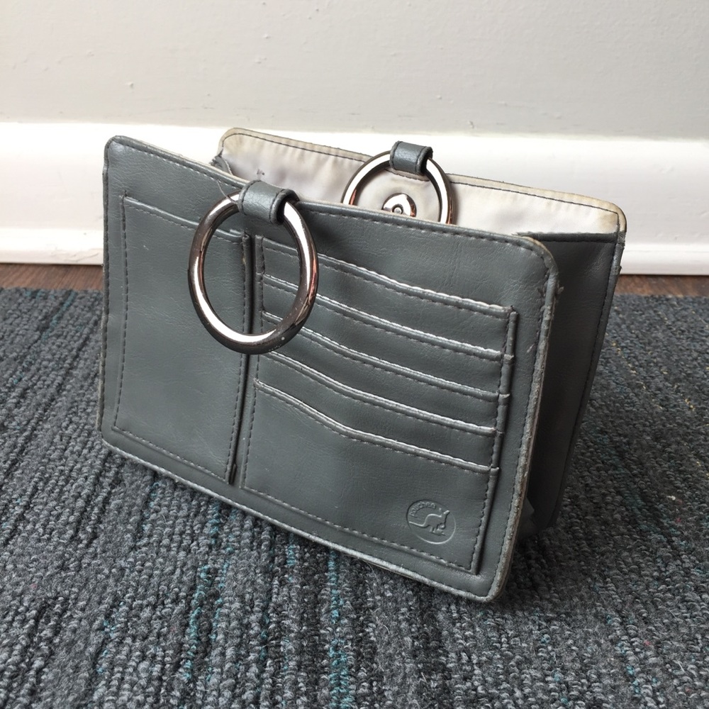 Pouchee Grey Leather handbag organizer